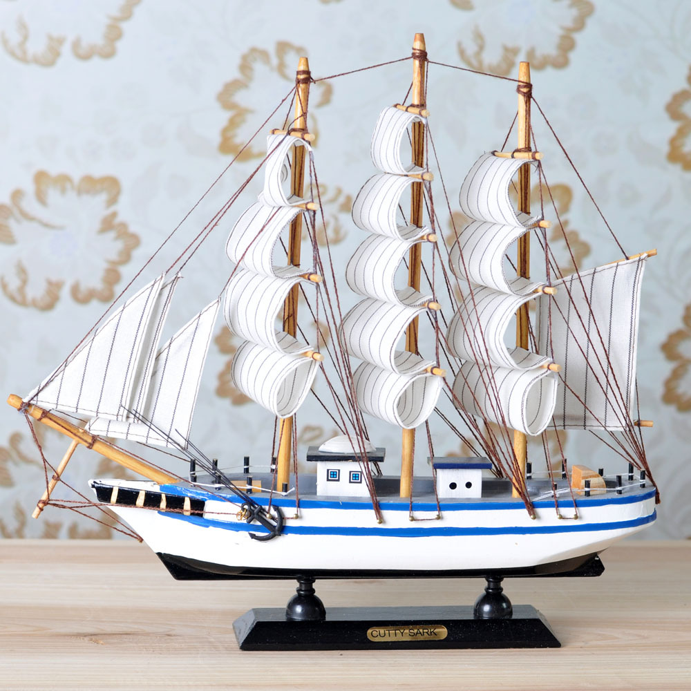 Small Pontoon Boats Plastic Sailing boat wool handmade wooden model 