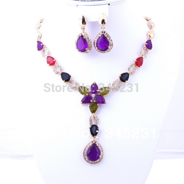 Free shipping 2014 fashion Australia Crystal jewellery set flower ...