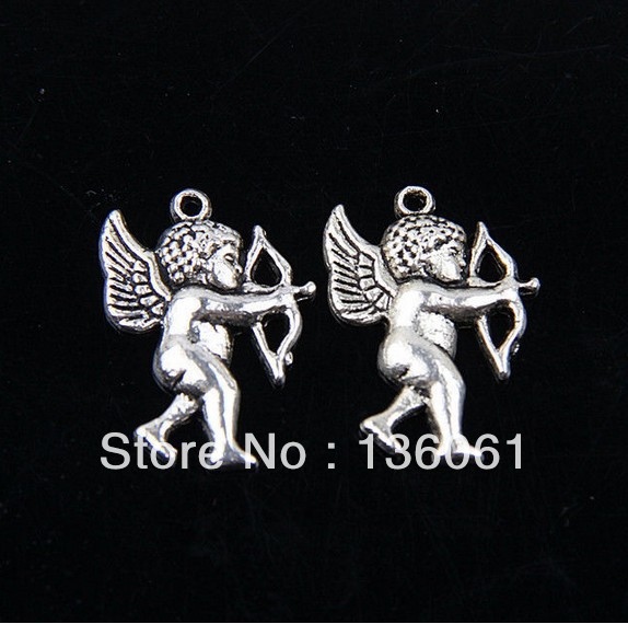 Wholesale Fashion Jewelry Vintage Silver Cupid Charms Pendants DIY Jewelry Findings Free Shipping 100PCS 14 20mm