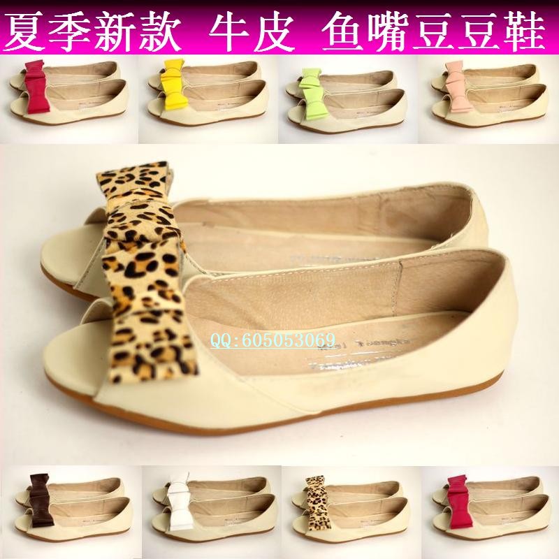 2013 open toe genuine leather soft shallow mouth low women s shoes flat heel summer female