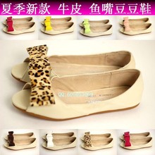 2013 open toe genuine leather soft shallow mouth low women’s shoes flat heel summer female sandals