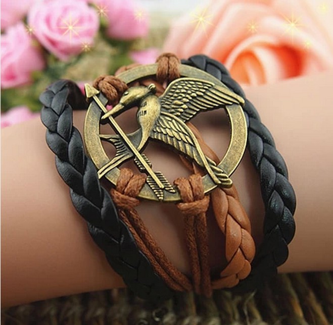 Free Shipping Wholesale Love Arrow Bird 5pcs Leather Multilayer Woven Necklaces Bracelets 18cm 5cm E1166