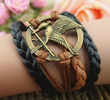 Free Shipping Wholesale Love Arrow Bird 5pcs Leather Multilayer Woven Necklaces Bracelets 18cm 5cm E1166