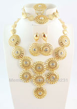 Free Shipping 18K Gold Plating Fashion Jewelry Set Elegant Women Noble Gold Jewelry for Party Weddings