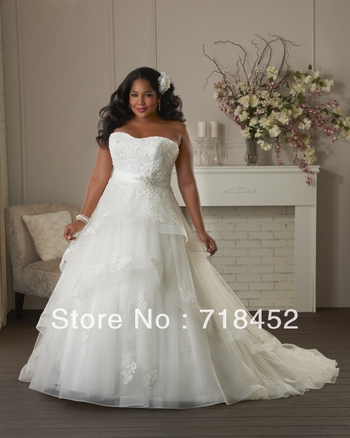 Beaded appliques wedding dresses plus size