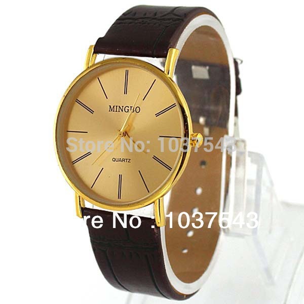 Hot Selling Golden Luxury Leather Band Quartz Gentle Men s Wrist Watches on Sale
