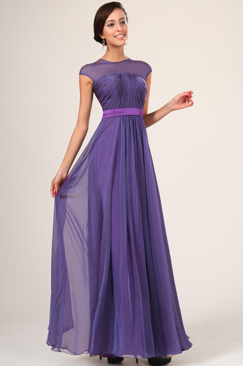 Purple Maxi Dress With Sleeves Purple bridesmaid dress with