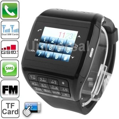 Q8 Black Bluetooth FM Radio Watch Phone 1 3 inch TFT Touch Screen Phone with Silica
