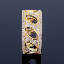 New2014 Fashion Woman 18K Gold Plated Luxury Flower Shape wedding rings Top Grade Zirconia Crystal Plating