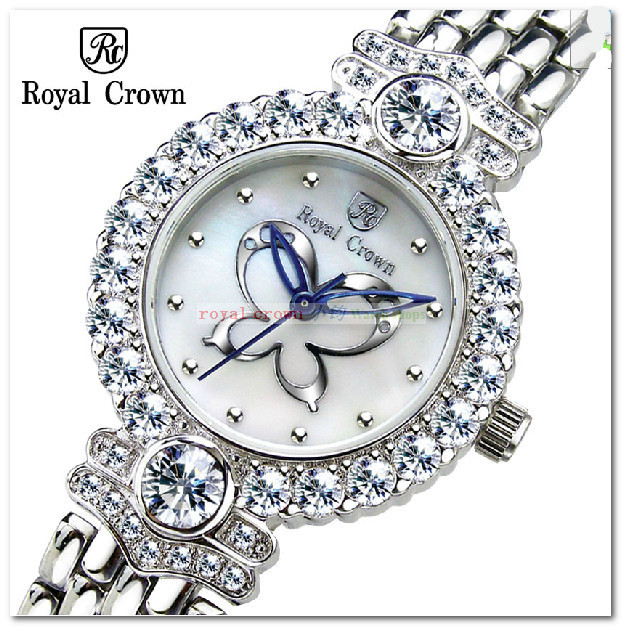 royal crown sparkling rhinestone butterfly Korean fashion women watch ...