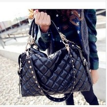 Free shippong Black Fashion women leather handbag shoulder bags messenger bag big louis bags famous brand desigual plaid purse