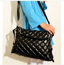 Free shippong Black Fashion women leather handbag shoulder bags messenger bag big black bags famous brand
