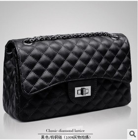 Free shipping Black women leather handbag shoulder bags messenger bag solid big black bags famous brand