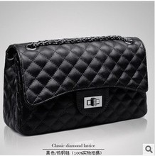Free shipping Black women leather handbag shoulder bags messenger bag solid big black bags famous brand