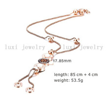 TOP quality honey 18k rose gold plated necklace Titanium Stainless steel necklace jewelry free shipping NSSN130STRGWT