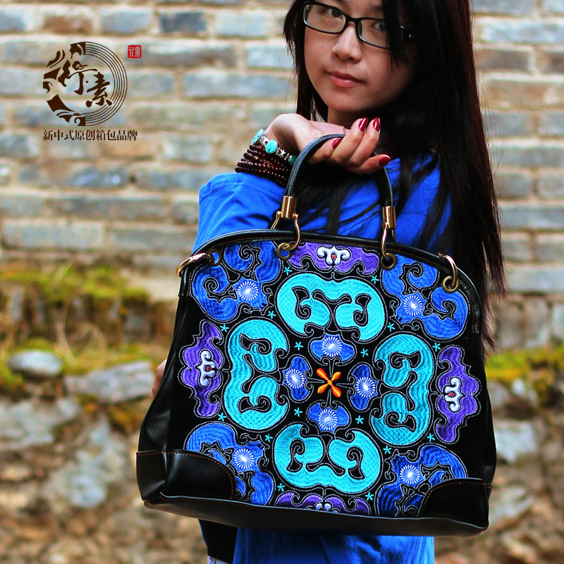 Handbag female 2014 vintage bag genuine leather women s handbag national trend embroidered bags messenger bag