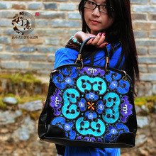 Handbag female 2014 vintage bag genuine leather women’s handbag national trend embroidered bags messenger bag  free shipping