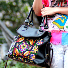 2014 women’s tote handbag bag vintage embroidered bag genuine leather cross-body women’s handbag cowhide  free shipping