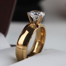 6mm Light Zircon CZ 18k gold plated 316L Stainless Steel finger rings men women jewelry free