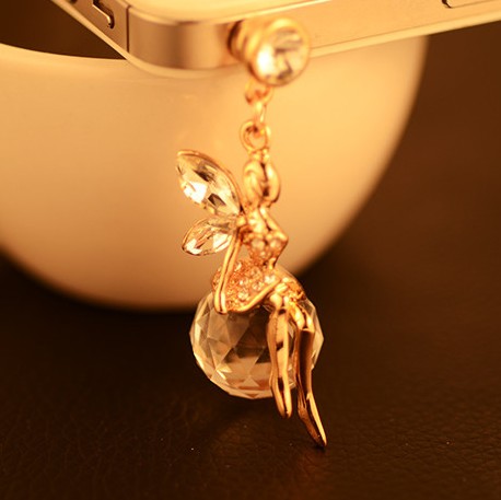 2014 Real Full Gold Planted Diamonds Crystal Fairy Dust Plug for Mobile Phone Accessories Sp mix