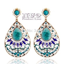 2014 New 8.5*4.5cm Hot Vintage Statement Earrings of Indian Style Women Big Jewelry Free Shipping Health CareTC-009(China (Mainland))