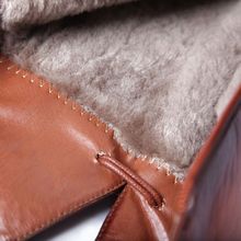Autumn and winter cross lacing flat genuine leather women boots plush fashion cowhide leather long boots