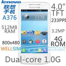 Original Lenovo A376 Mobile phone Multi language 4.0″TFT 800×480 Dual-core1G 512MB RAM 4G ROM  Android 4.0 3.2MP GSM