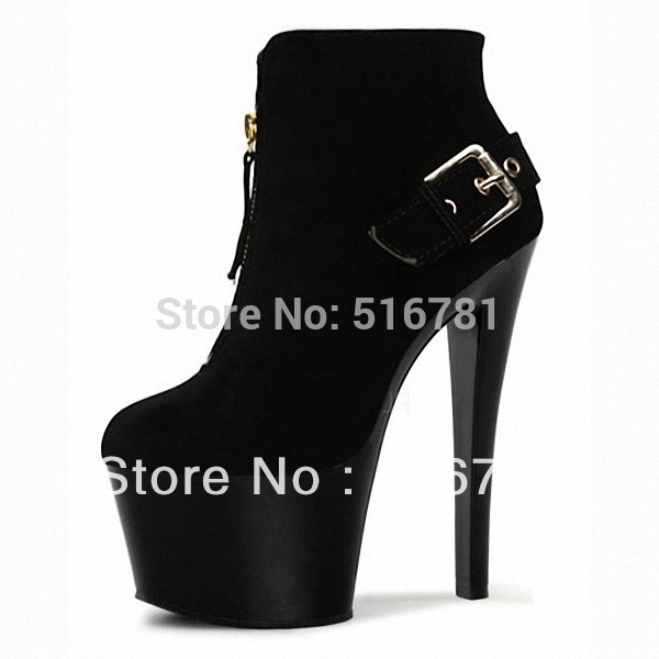 2014 New arrival 17cm ladies motorcycle autumn and winter boots round toe 7 inch high heel