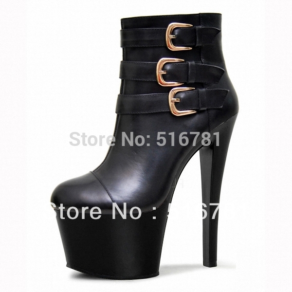 Retail winter women s boots buckle leather boots classic 17cm Platform short boots lady casual shoe