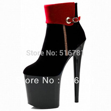 20cm thin heels high heeled shoes high platform zip blue ankle boots evening shoes plolicy women