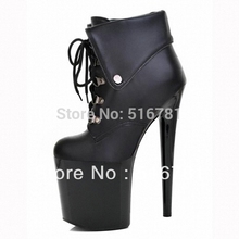 8 inch platform back zipper ladies’ ankle boots sexy dance boots 20cm ultra sexy lace-up high heel shoes women pu leather boots