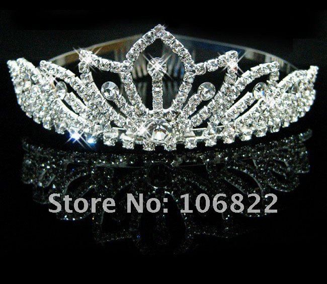 wedding bridal crown tiara wholesale free shipping Pretty Silver Crystal Rhinestone