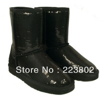 Glitter snow boots winter boots Sparkles women winter 3161 style boots flat round sequins sequined knee