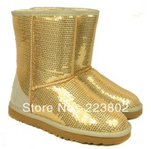 Glitter snow boots winter boots Sparkles women winter 3161 style boots flat round sequins sequined knee