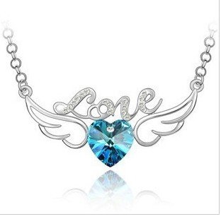  Fashion Austria Crystal heart angel love fly Shiny import rhinestone pendant necklace