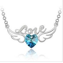CN63 heart crystal angel love fly  Shiny import rhinestone pendant necklace Y628-6