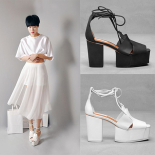 Unique Design!2014 T-stage Catwalk Show Belt Thick Heel High-heeled