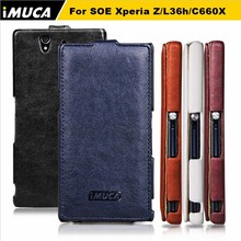 New IMUCA phone accessories Vertical Leather Flip Case Cover for Sony Xperia Z L36h L36i C6602