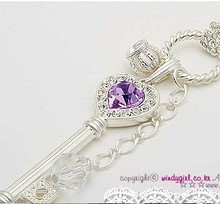 HOT New fashion Jewelry wholesale Amethyst love golden crown glod white silver key pendant Necklace/ Limited sale