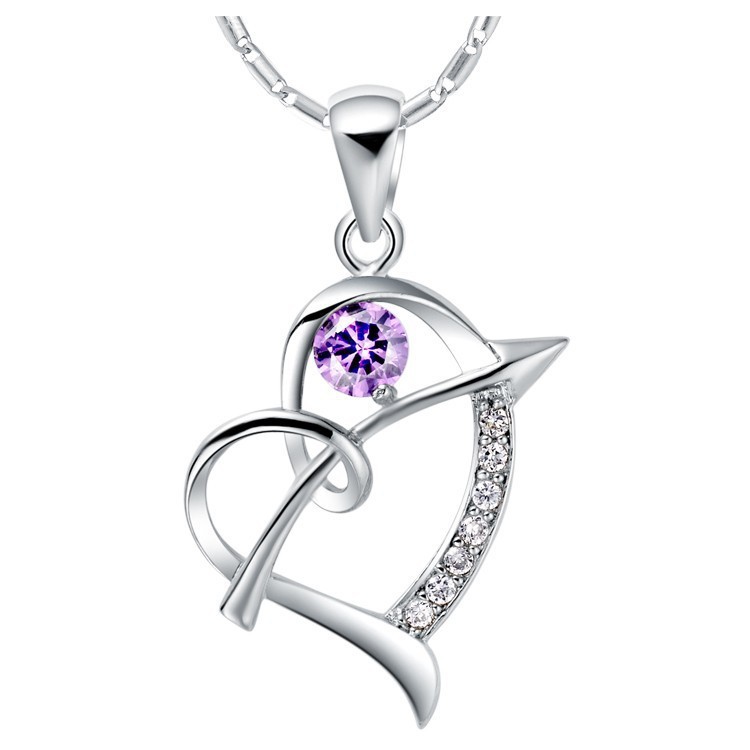 Cupid s Arrow Heart Love Necklaces White Purple Simulated Diamond Micro Pave CZ Valentine s Day