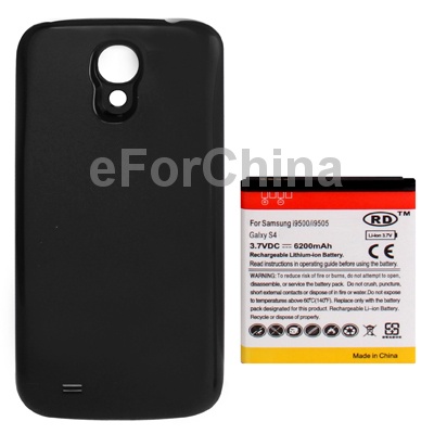 6200mAh Replacement Mobile Phone Battery Cover Back Door for Samsung Galaxy S IV i9500 Black