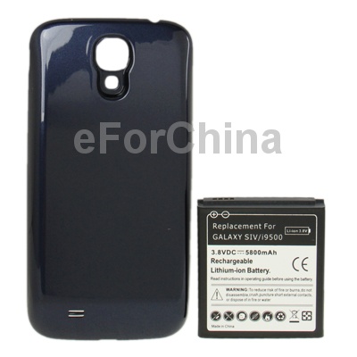 5800mAh Replacement Mobile Phone Battery Cover Back Door for Samsung Galaxy S IV i9500 Dark Blue