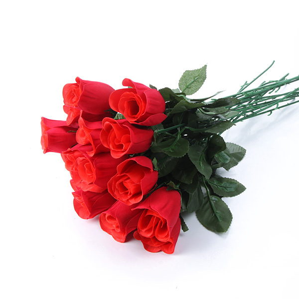 Silk wedding bouquets with red flowers