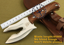 Double blade hunting knife axe Fixed blade Sawtooth Rosewood handle Outdoor camping survival multi function tools