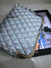 Designer Hologram Quilted Punk Chain Leatherette Shoulder Bag Crossbody Women Handbag IT bag Purse