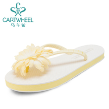 Cartwheel 2014 women summer hawaii candy color sweet slippers flower rhinestone beach flip flops Mules