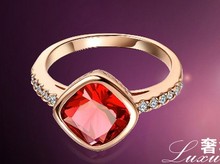 Fashion rose gold ruby crystal ring ring Korean version of the influx of people Micro CZ Diamond Ladies KA19