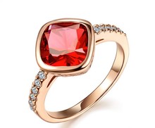 Fashion rose gold ruby crystal ring ring Korean version of the influx of people Micro CZ