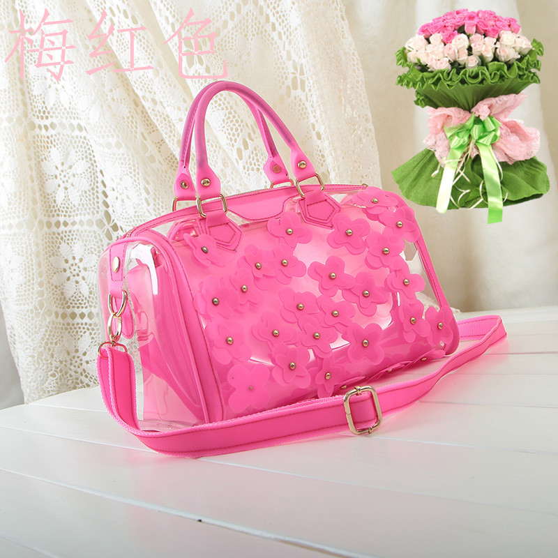 2014 transparent bags crystal beach jelly bag candy color transparent bag new arrival women s handbag