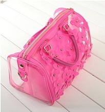 2014 transparent bags crystal beach jelly bag candy color transparent bag new arrival women s handbag